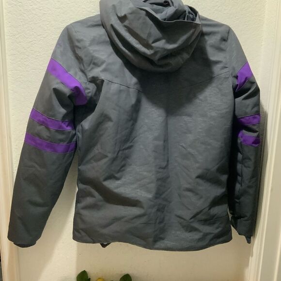 SPYDER BOYS INSULATED HOODED WINTER SKI JACKET SIZE 20 GRAY/ PURPLE - Picture 6 of 8